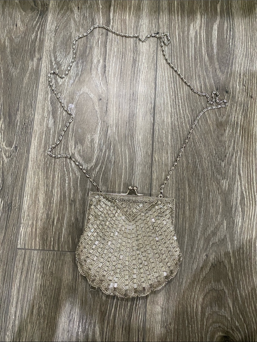 Apt. 9 Silver Beaded Evening Wristlet Crossbody